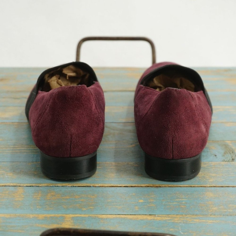 Clarks Unstructured Womens Un Blush Loafers Size 5 M Burgundy Red Black Suede - Picture 7 of 11